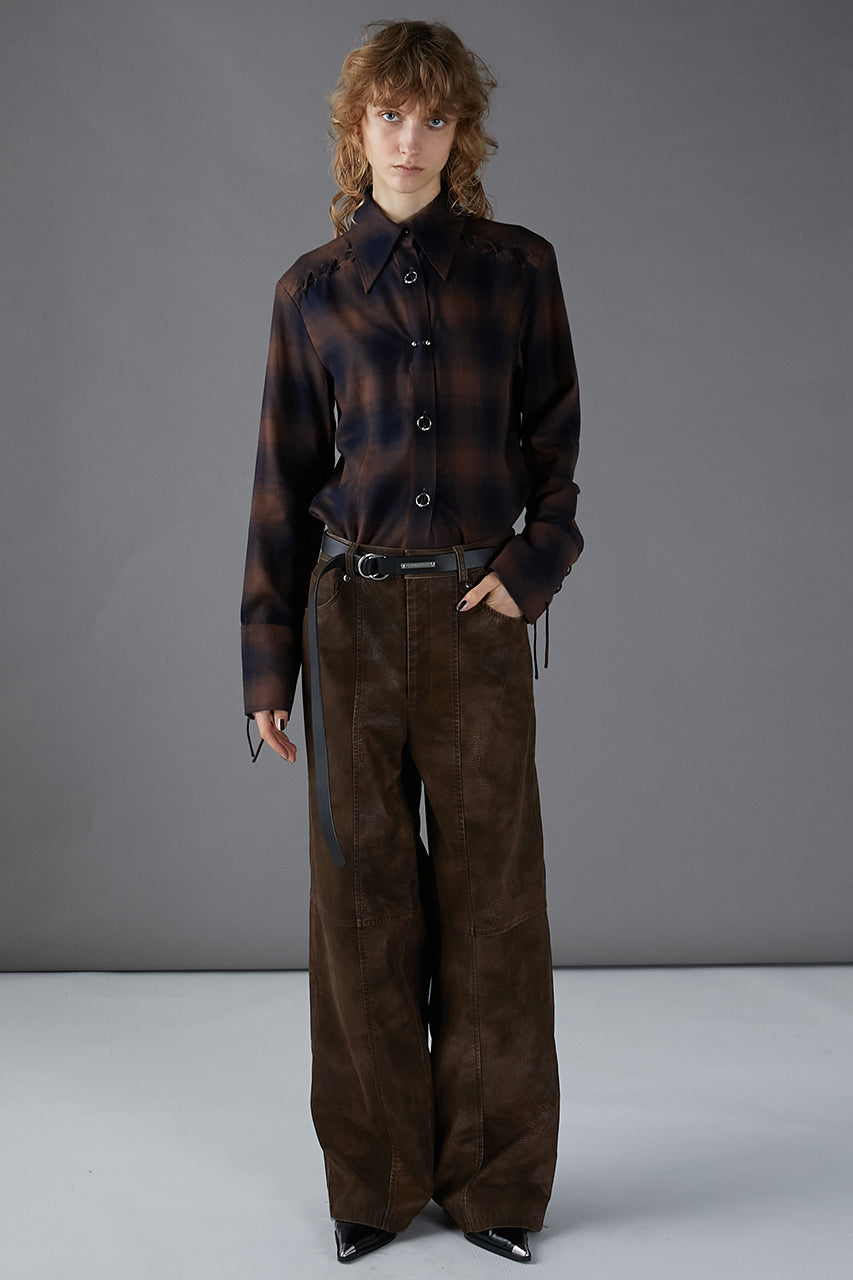 Italian Vegan Leather Washed Pants - SALE