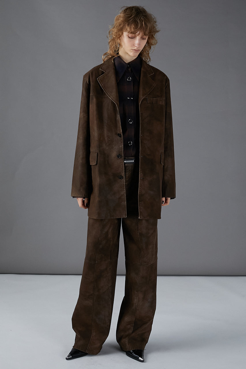 Italian Vegan Leather Washed Pants - SALE