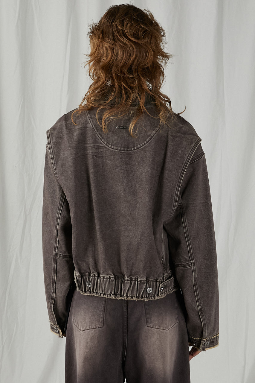 Leather Collar Denim Blouson - SALE