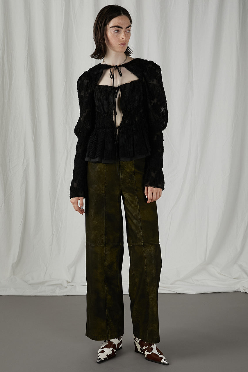 Italian Vegan Leather Washed Pants - SALE