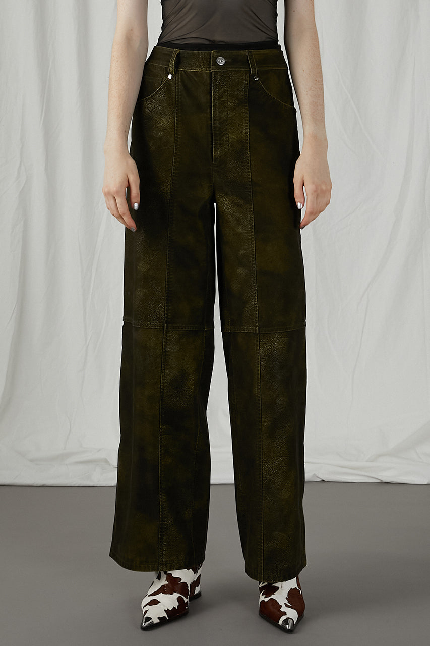 Italian Vegan Leather Washed Pants - SALE