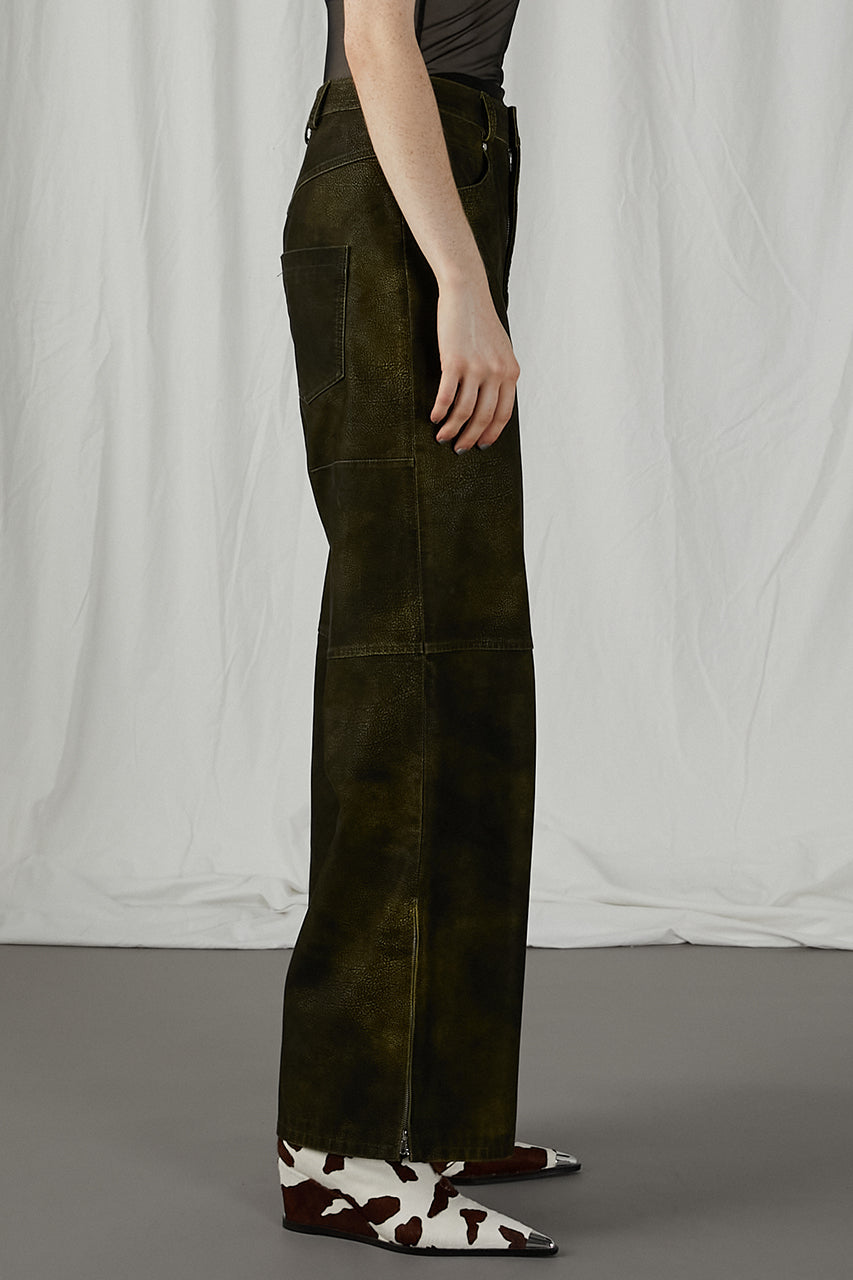 Italian Vegan Leather Washed Pants - SALE