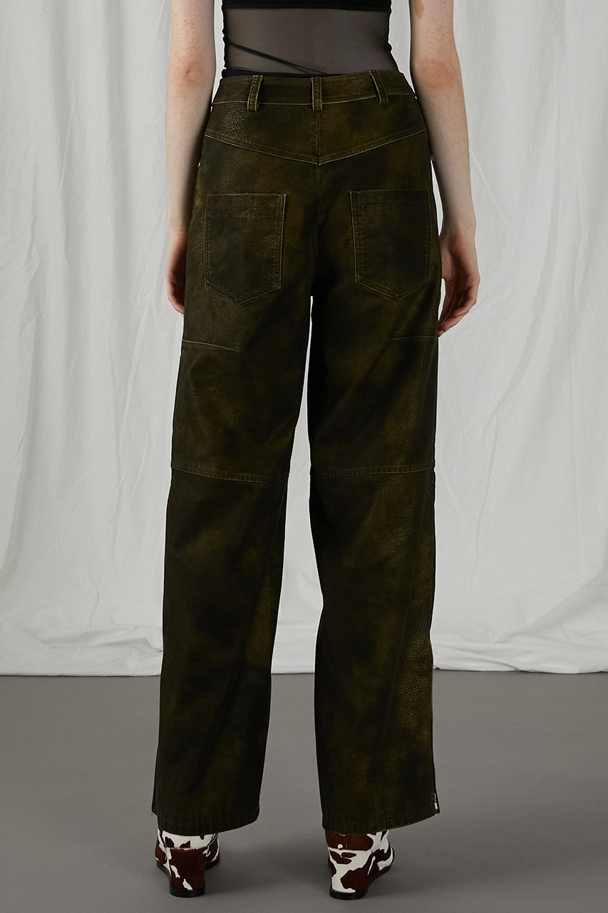 Italian Vegan Leather Washed Pants - SALE