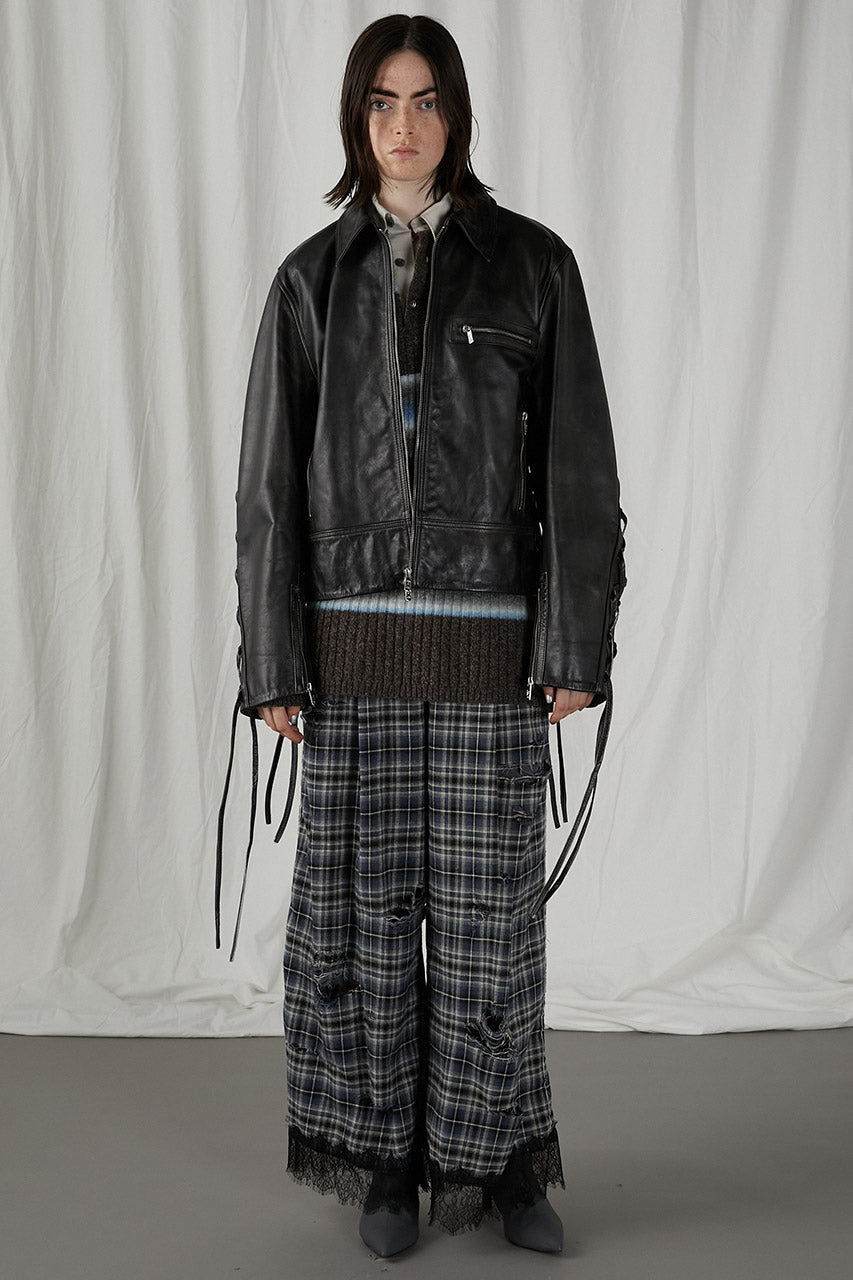 Lace-Up Leather Blouson - SALE