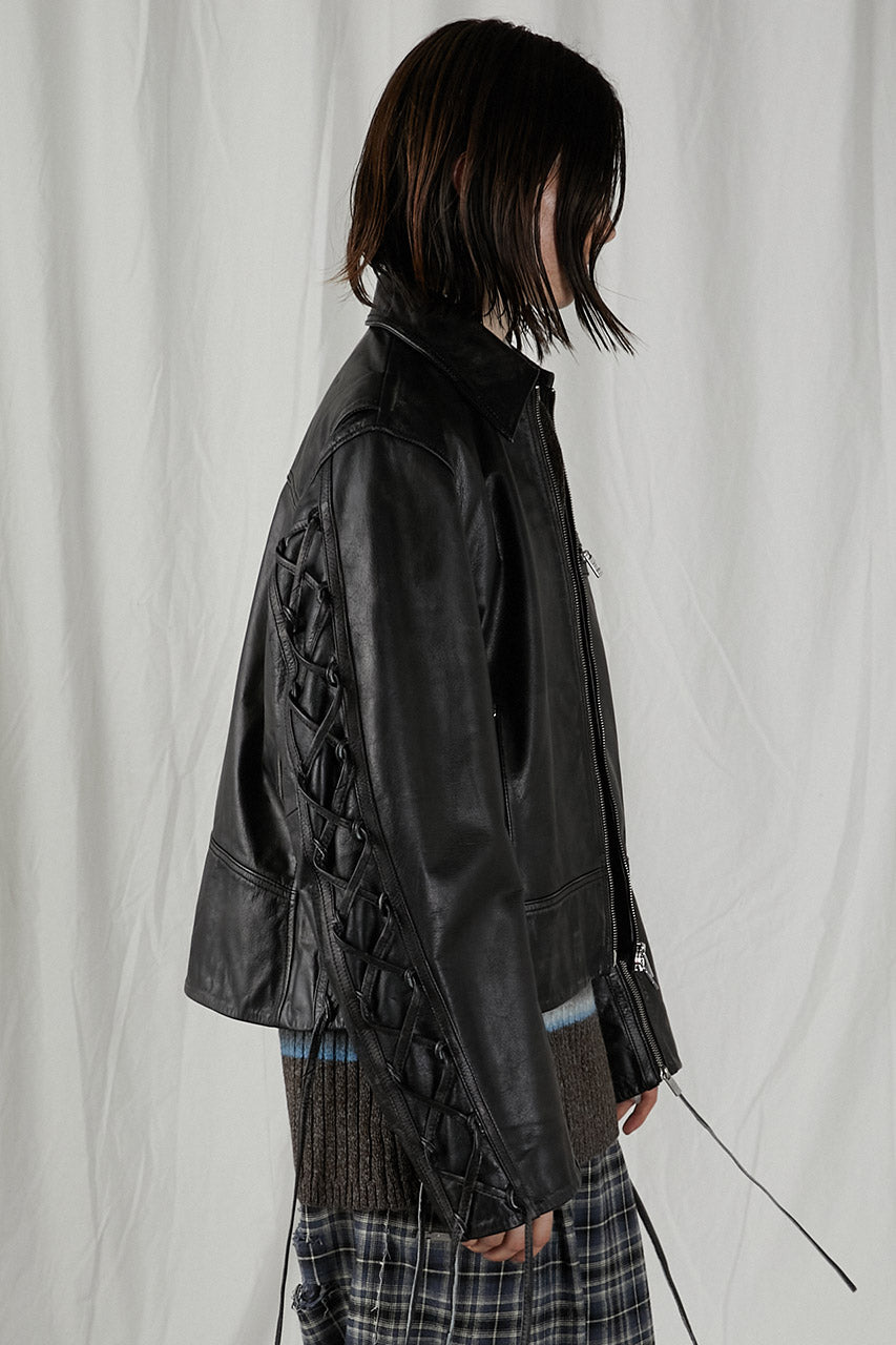 Lace-Up Leather Blouson - SALE