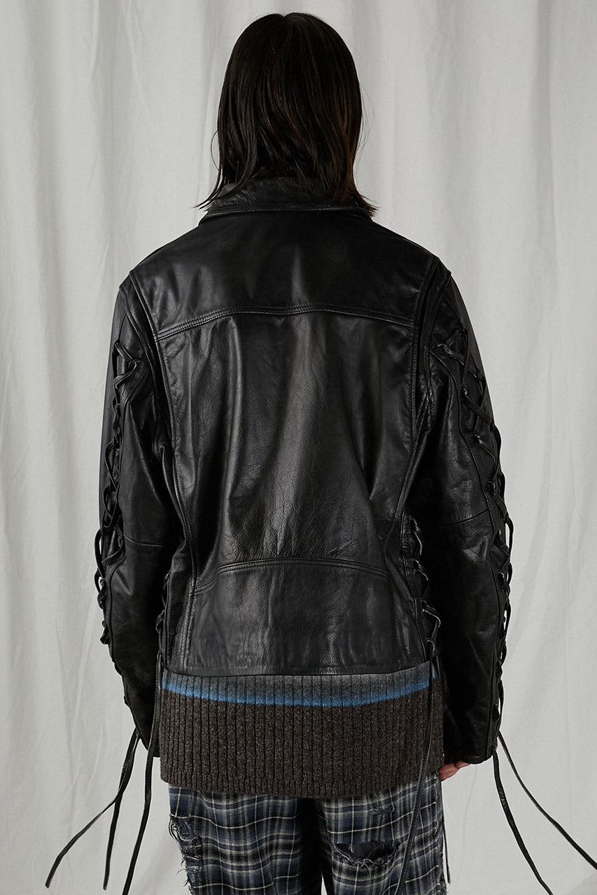 Lace-Up Leather Blouson - SALE