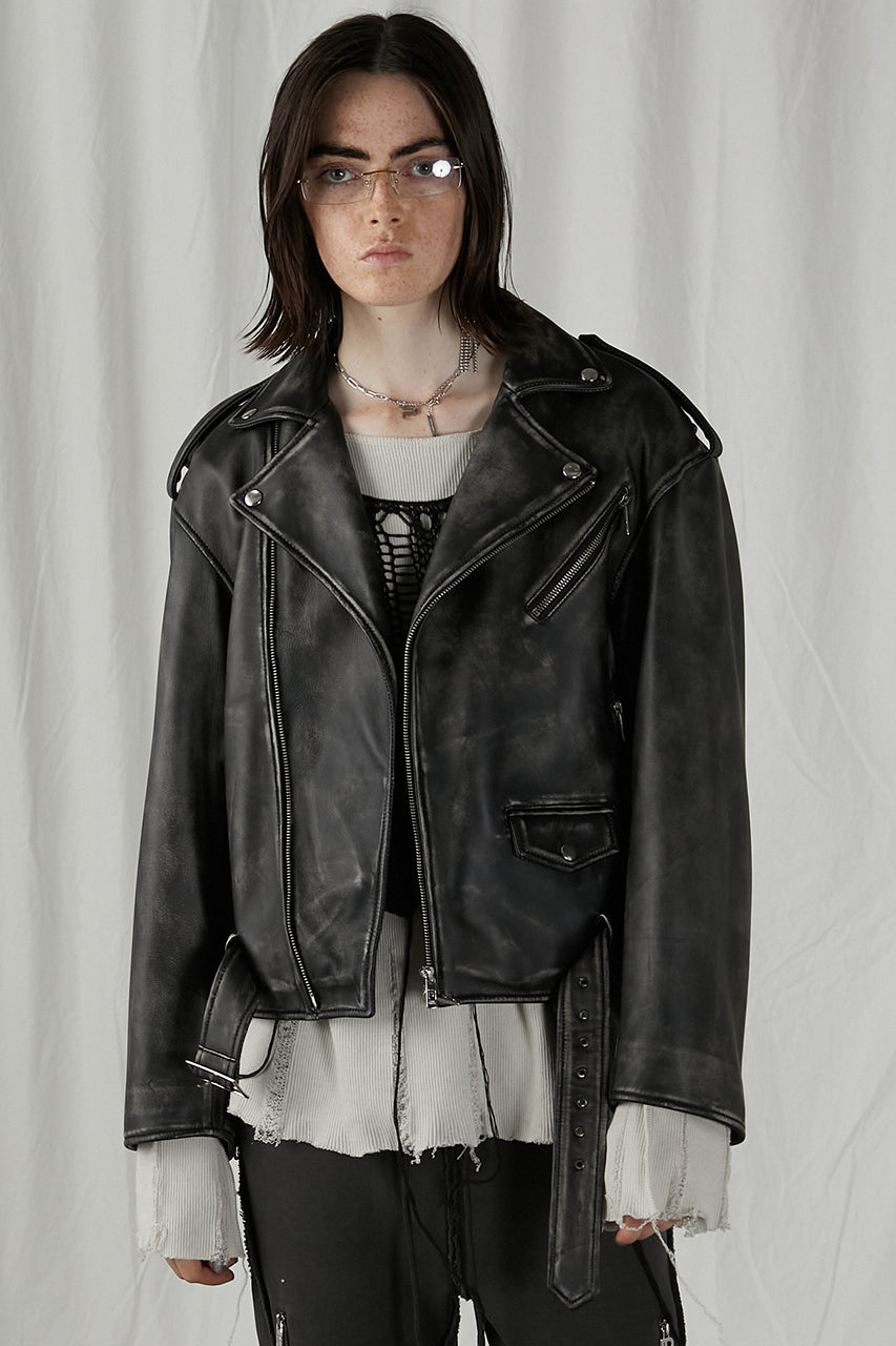 Rub Off COW Leather Riders Jacket