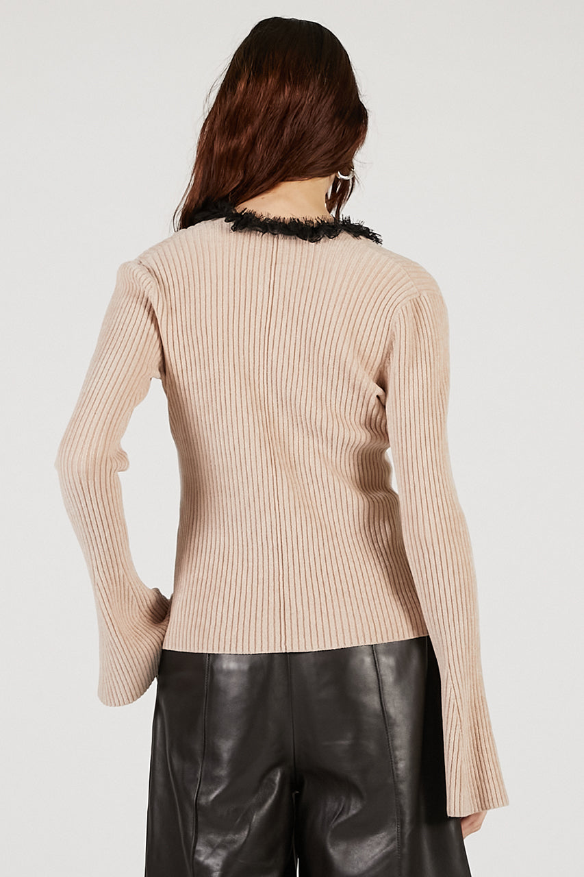 Lace Trim Knit Cardigan - 2025 AUTUMN