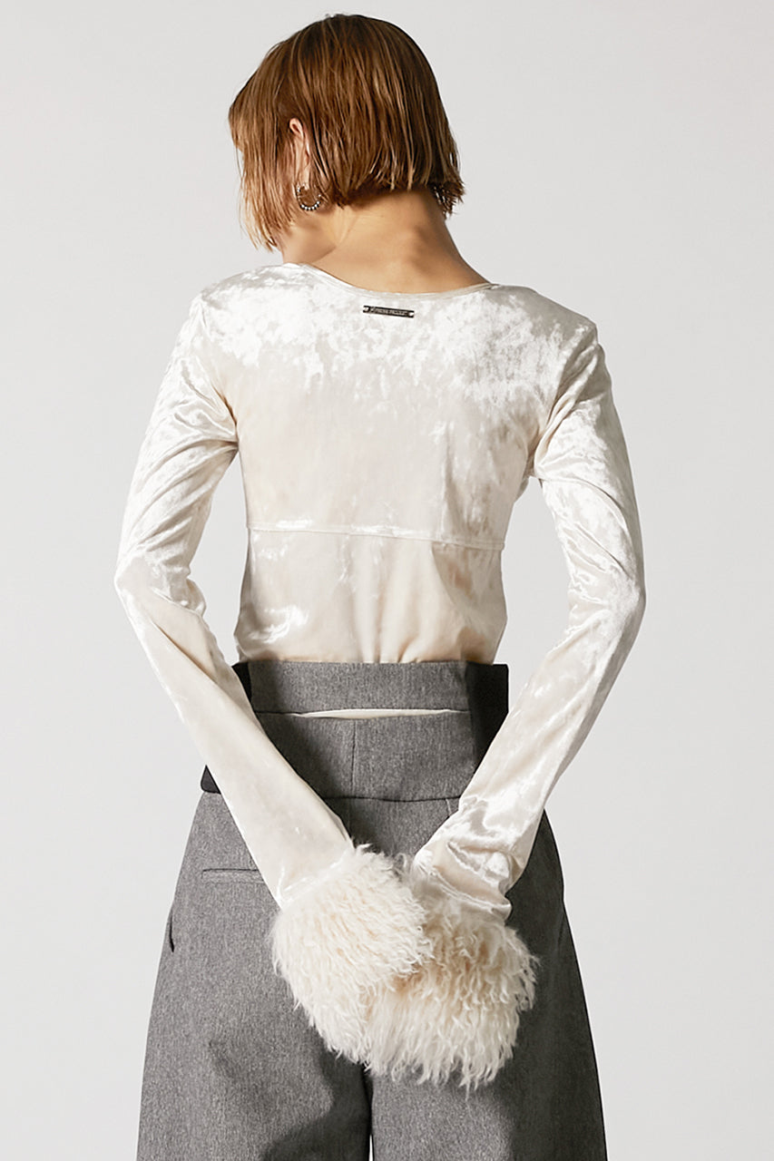 Fur Sleeve Velour Top - 2025 AUTUMN