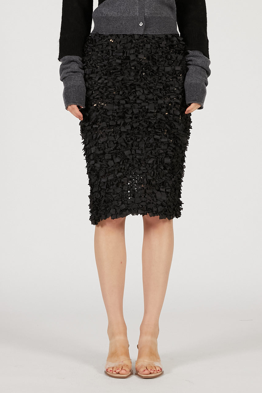 Tape Ribbon Midi Skirt - 2025 AUTUMN