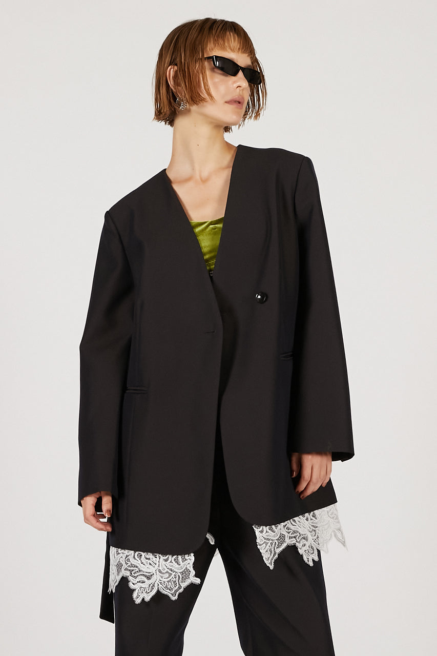 Grand Pianist Wool No-Collar Jacket