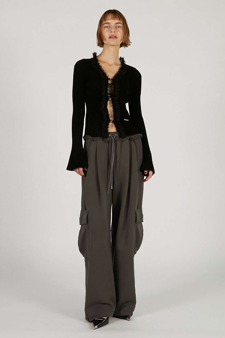 Lace Trim Knit Cardigan - 2025 AUTUMN