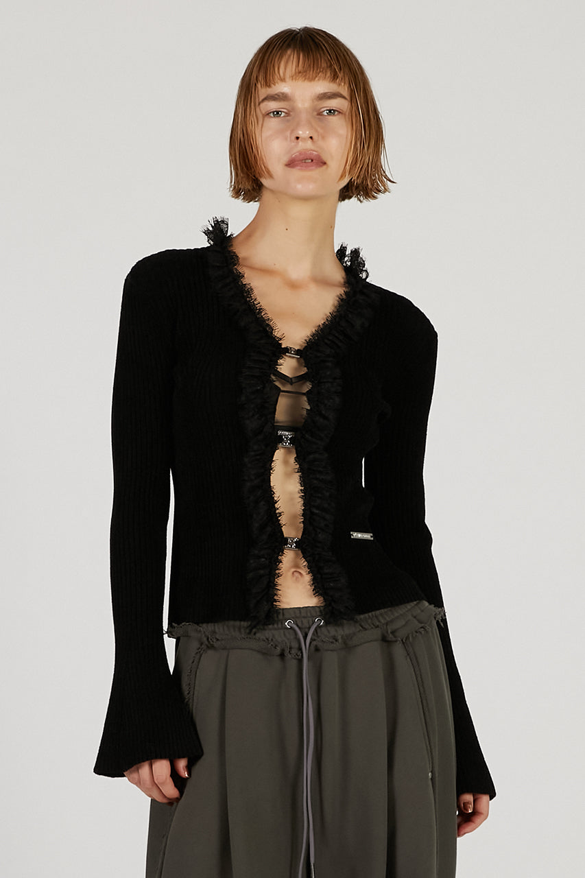 Lace Trim Knit Cardigan