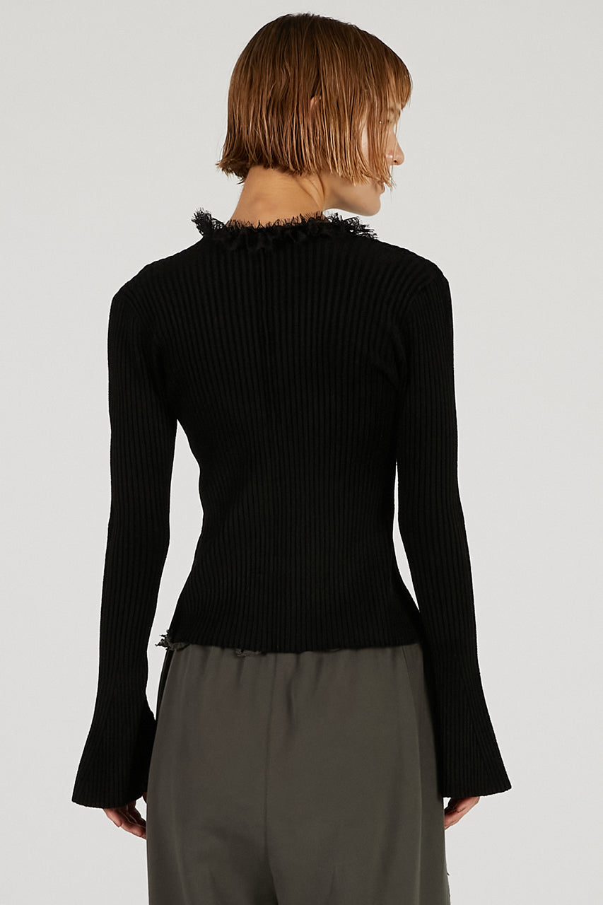 Lace Trim Knit Cardigan - 2025 AUTUMN