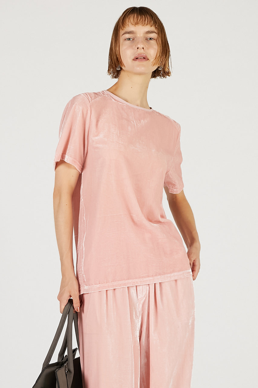 Shoulder Gathered Velour T-Shirt - 2025 AUTUMN
