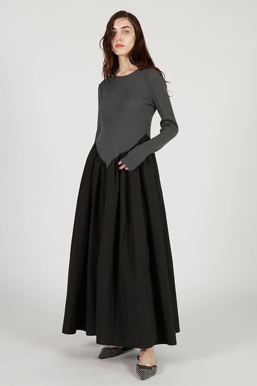 Knit Combination Long Dress - 2025 AUTUMN