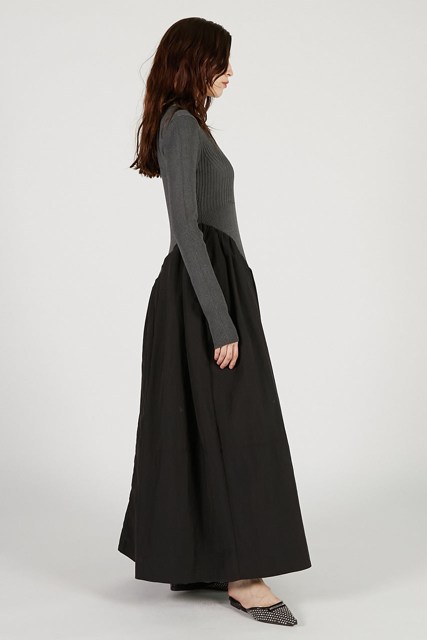 Knit Combination Long Dress - 2025 AUTUMN