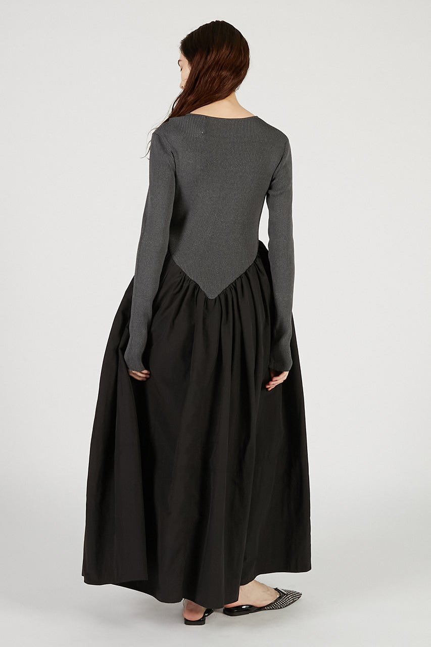 Knit Combination Long Dress - 2025 AUTUMN