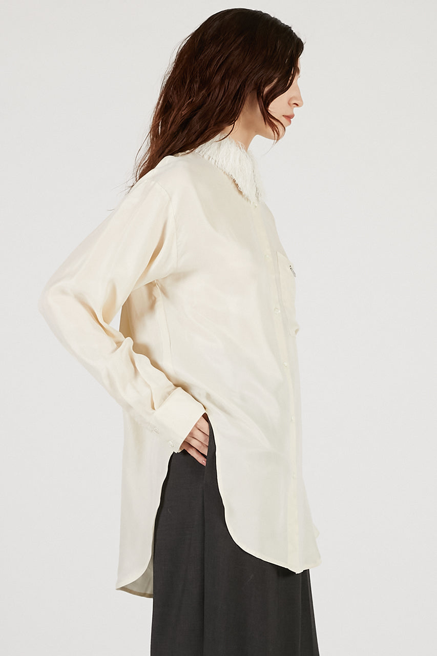 Feather Collar Shirt - 2025 AUTUMN