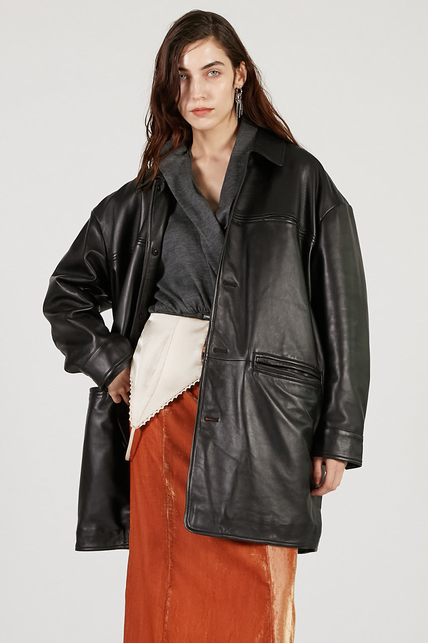 Padded Leather Car Coat