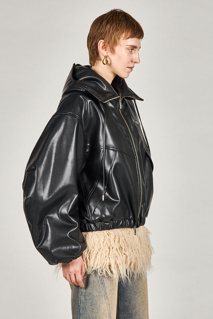 Faux Leather Padded Trucker Jacket - 2025 WINTER