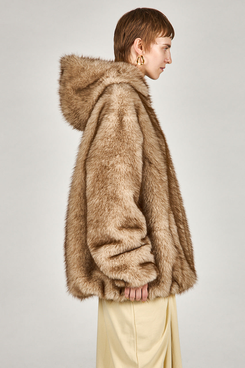 Fake Fur Hooded Hoodie - 2025 WINTER