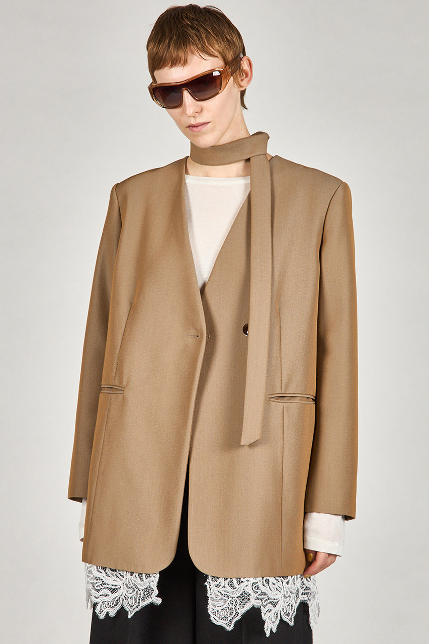 Grand Pianist Wool No-Collar Jacket