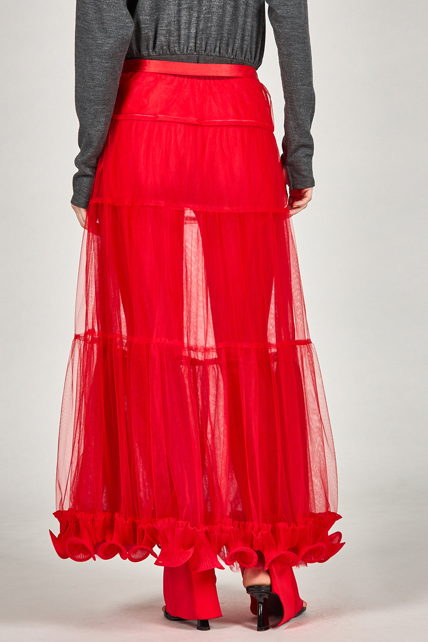 Ruffle Hem Tulle Skirt