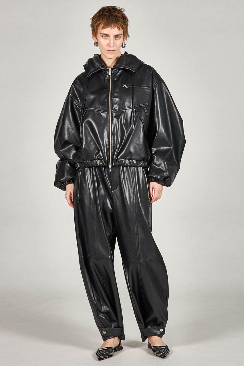 Faux Leather Padded Trucker Jacket - 2025 WINTER