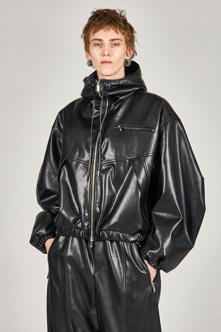 Faux Leather Padded Trucker Jacket - 2025 WINTER