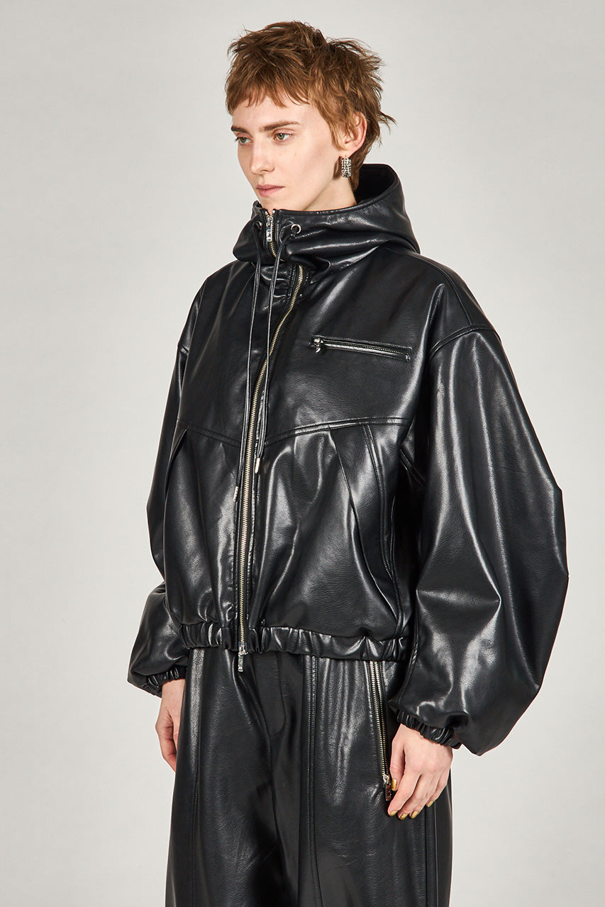 Faux Leather Padded Trucker Jacket - 2025 WINTER