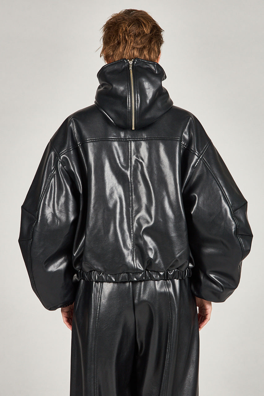 Faux Leather Padded Trucker Jacket - 2025 WINTER