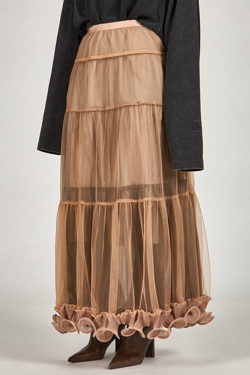 Ruffle Hem Tulle Skirt