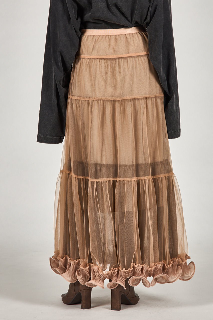 Ruffle Hem Tulle Skirt