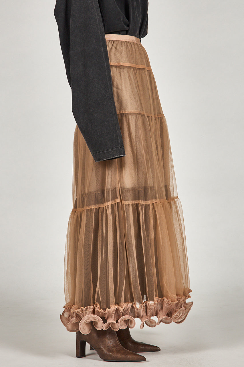 Ruffle Hem Tulle Skirt