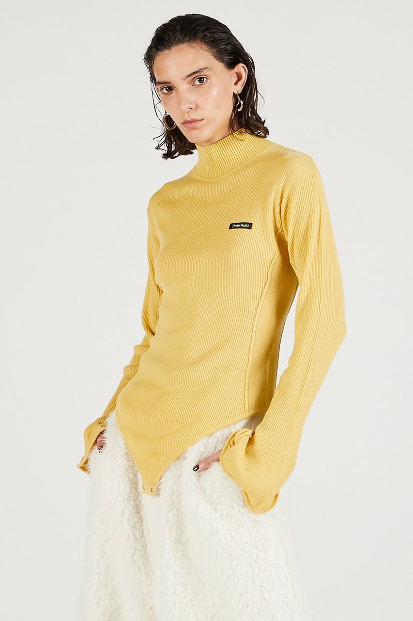 Wave Hem Sleeve Rib Knit