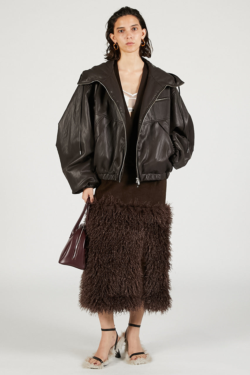 Faux Leather Padded Trucker Jacket - 2025 WINTER