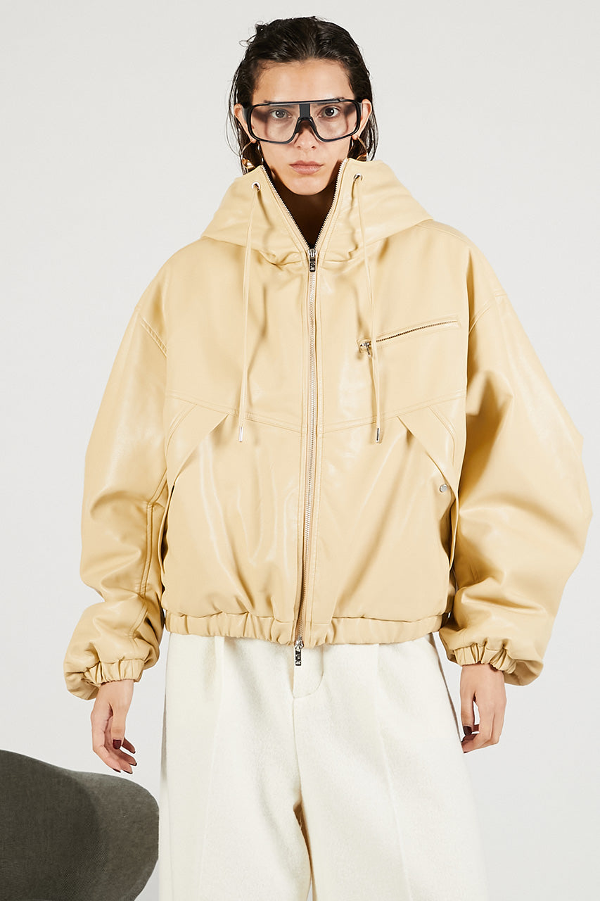 Faux Leather Padded Trucker Jacket - 2025 WINTER