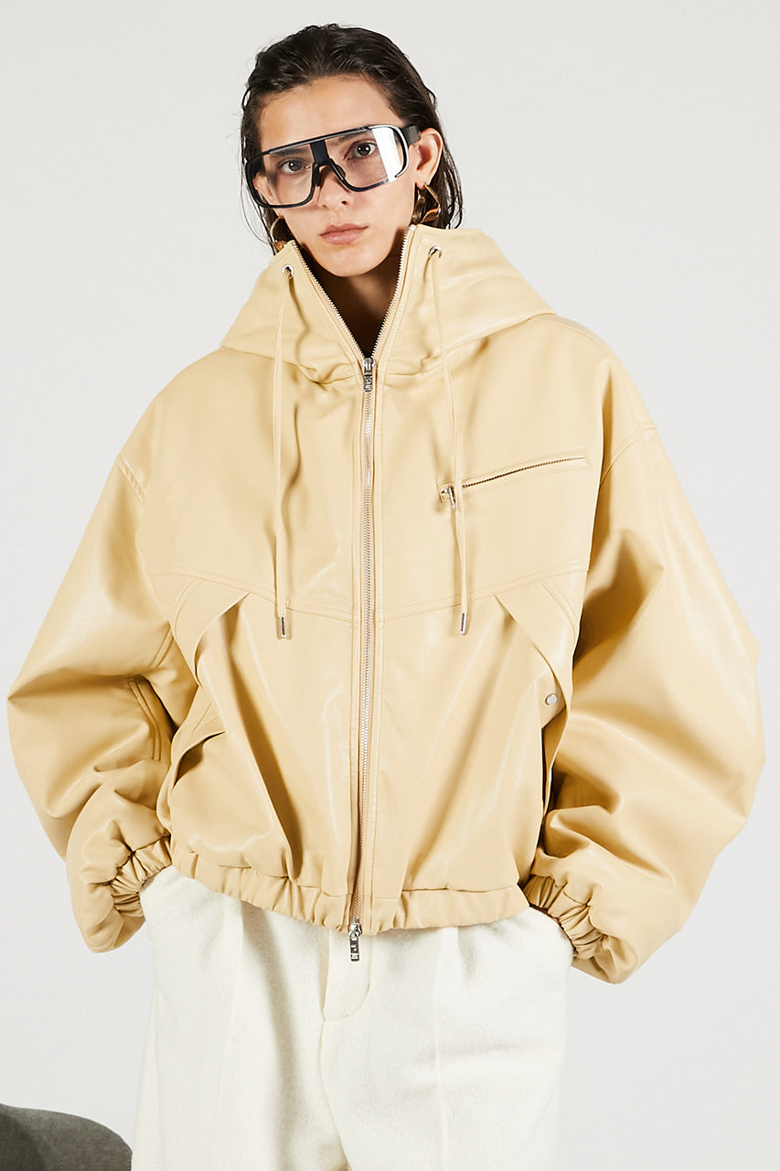 Faux Leather Padded Trucker Jacket - 2025 WINTER