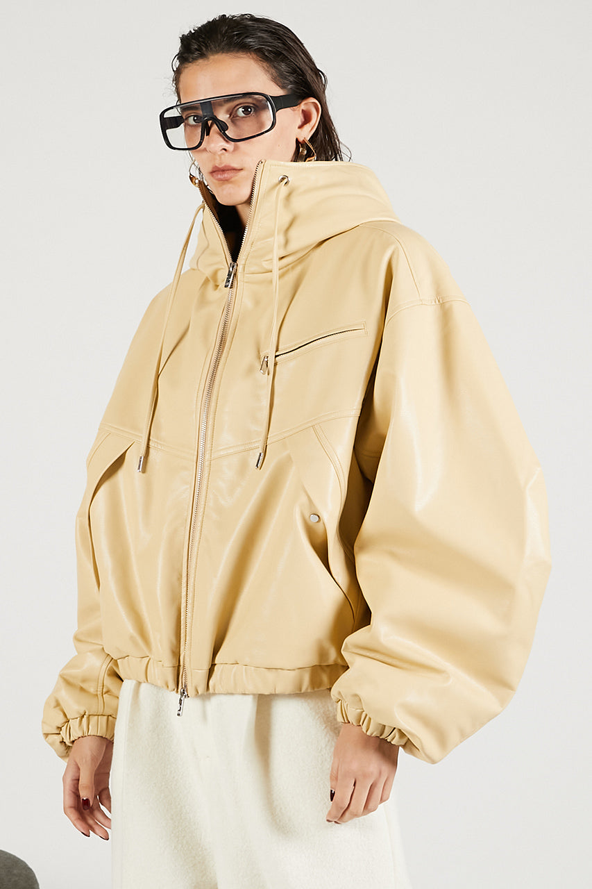 Faux Leather Padded Trucker Jacket - 2025 WINTER