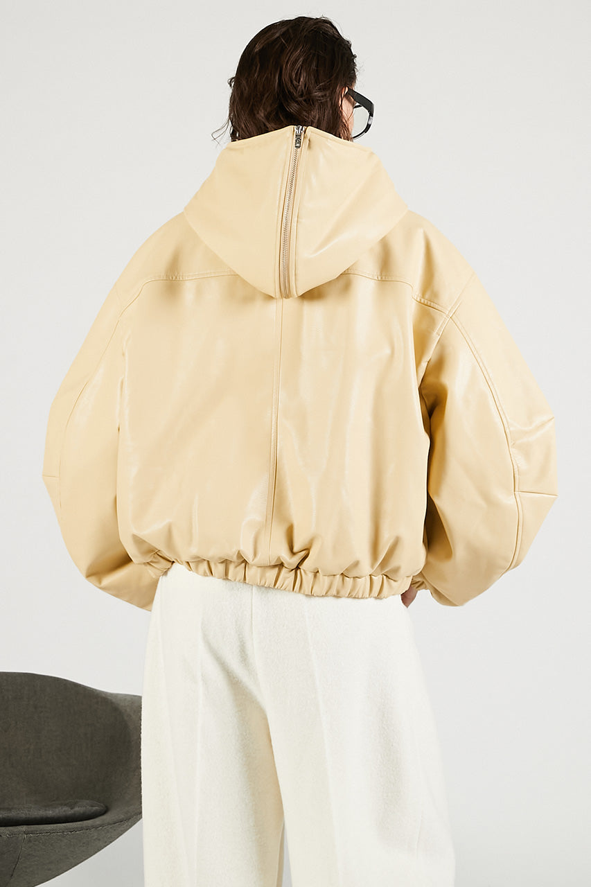 Faux Leather Padded Trucker Jacket - 2025 WINTER