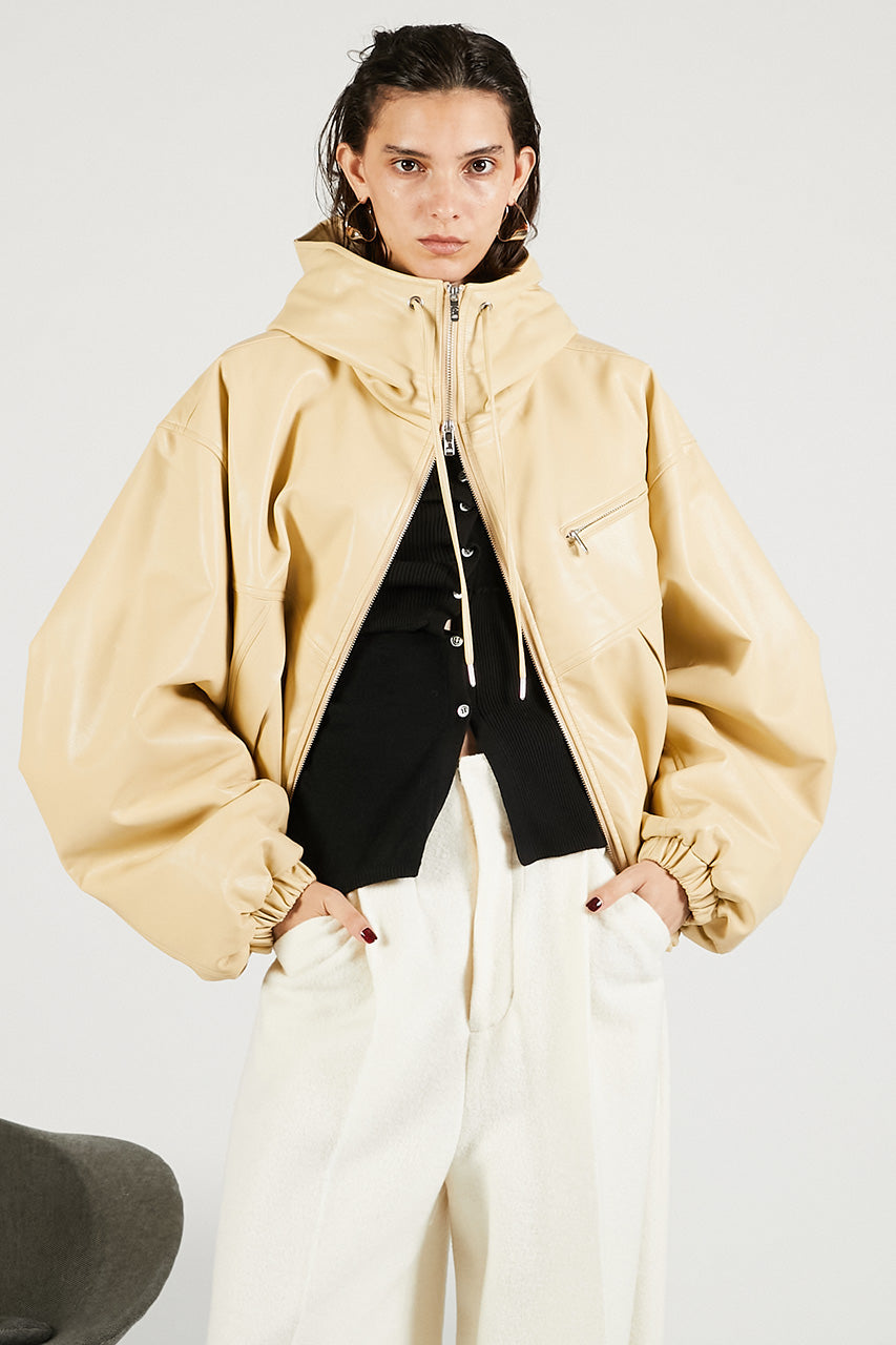 Faux Leather Padded Trucker Jacket - 2025 WINTER