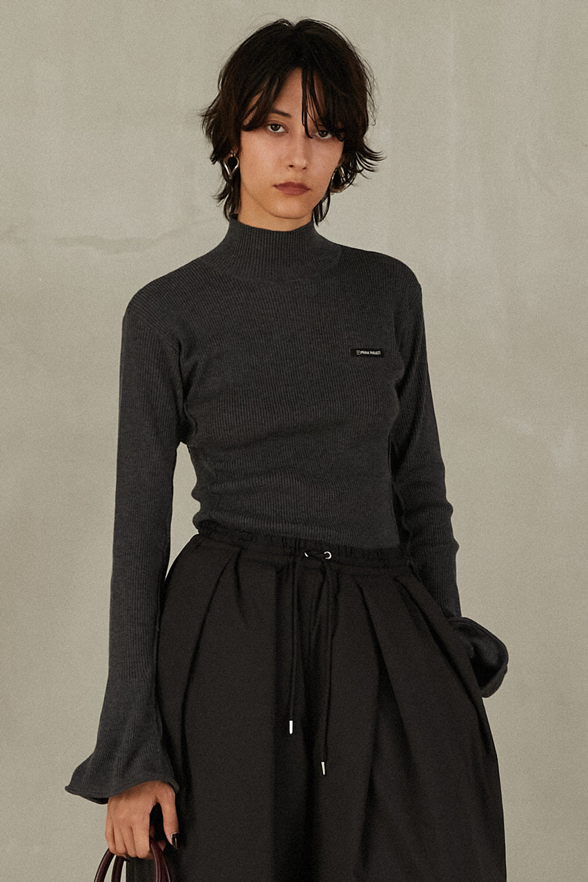 Wave Hem Sleeve Rib Knit