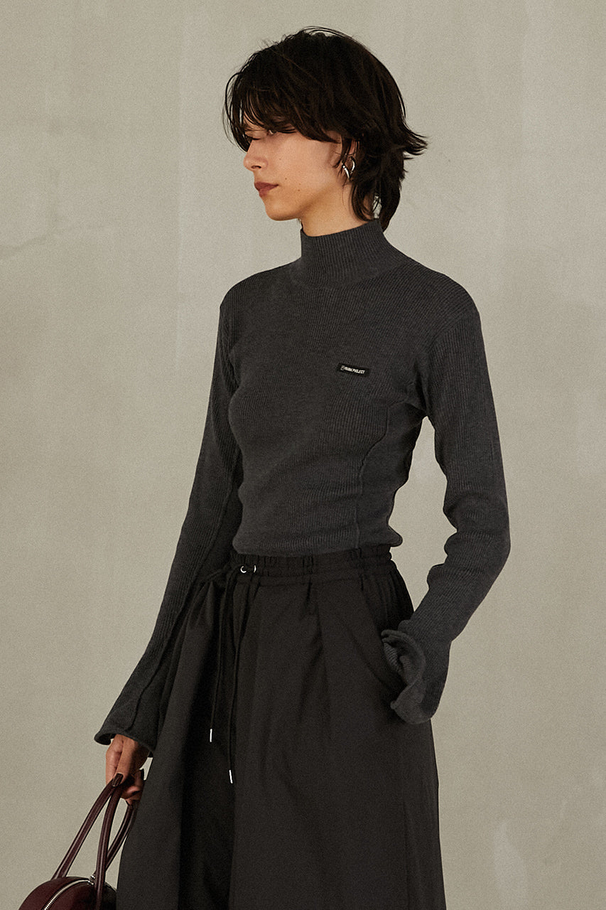 Wave Hem Sleeve Rib Knit