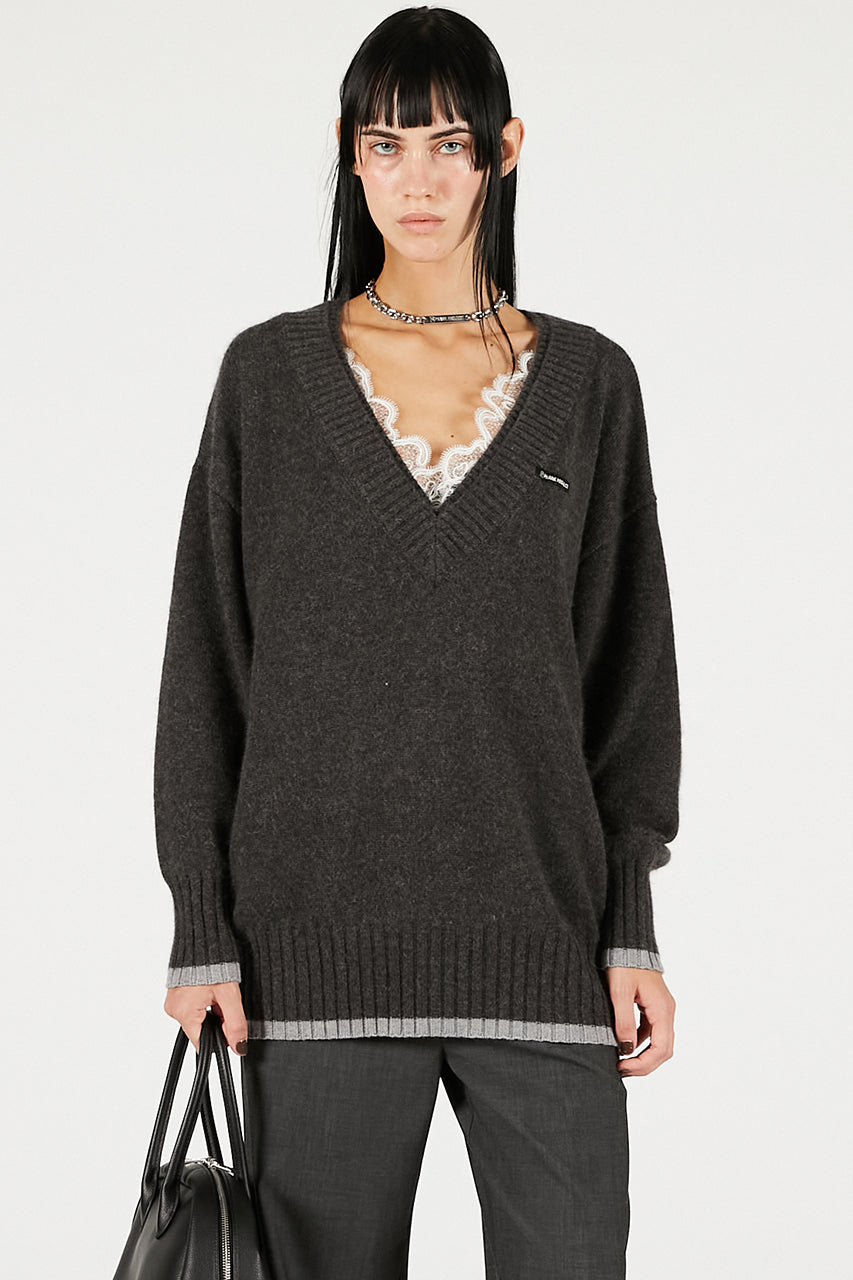 Angora Wool V-Neck Knit - 2025 WINTER