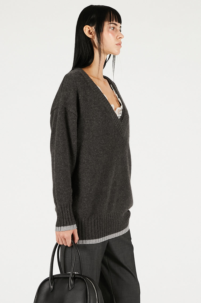 Angora Wool V-Neck Knit - 2025 WINTER