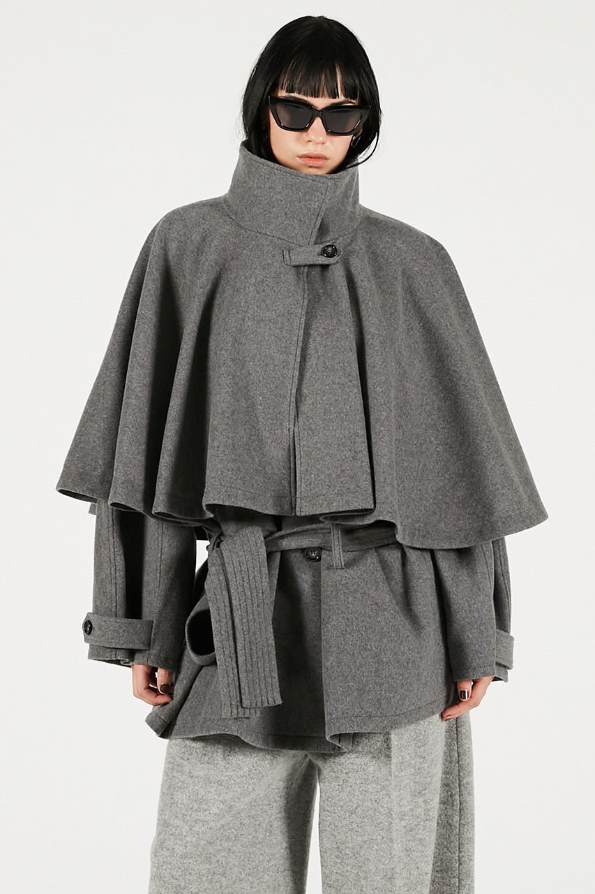 Wool Cape Short Coat