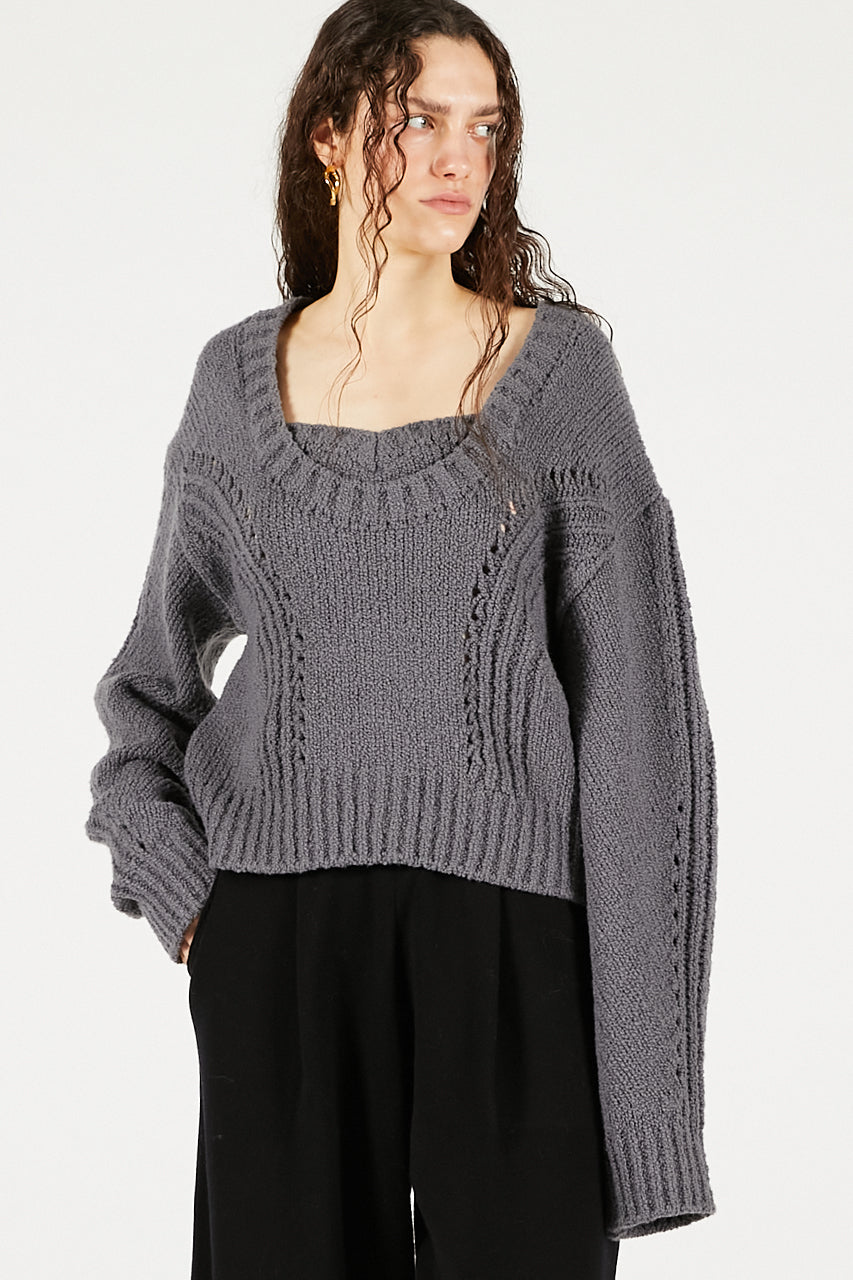 Heart Neck Knit Top - SALE