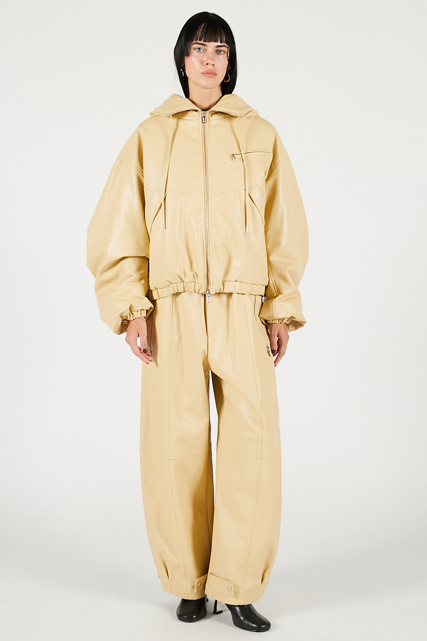 Faux Leather Padded Trucker Jacket - 2025 WINTER