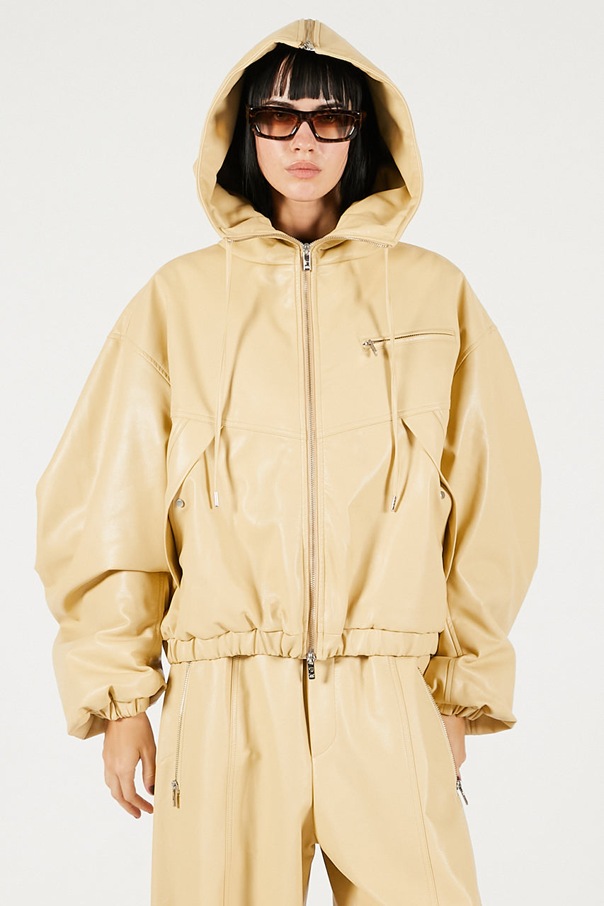 Faux Leather Padded Trucker Jacket - 2025 WINTER